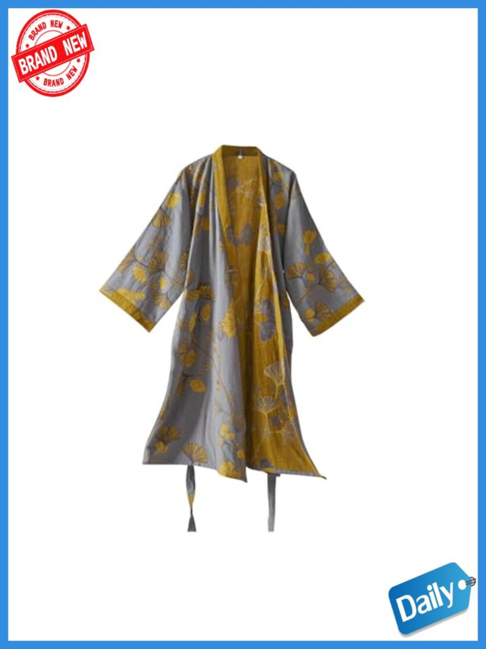 Women's 100% Cotton Gauze Kimono Robe Long Loungewear Sleepwear Bathrobe